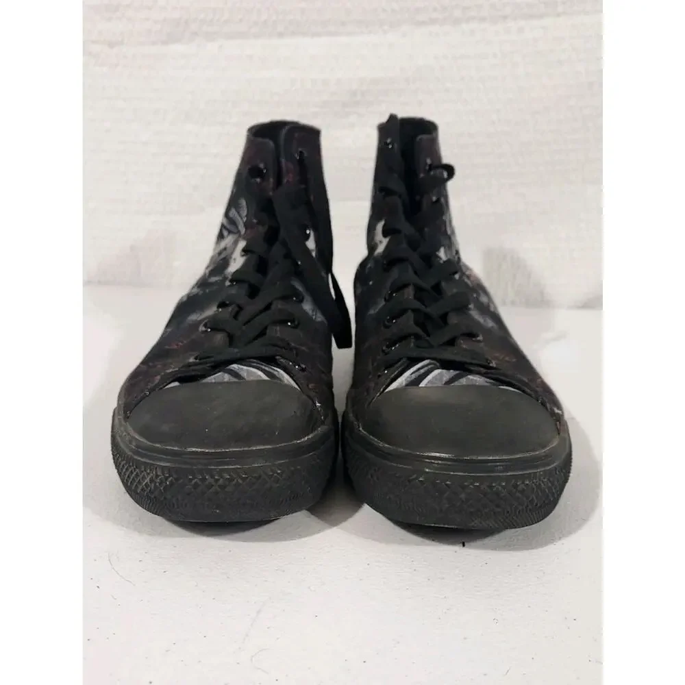 Raad Shop Shoes High Top Sneakers Men 12 Black Tattoo Girl Skull Roses